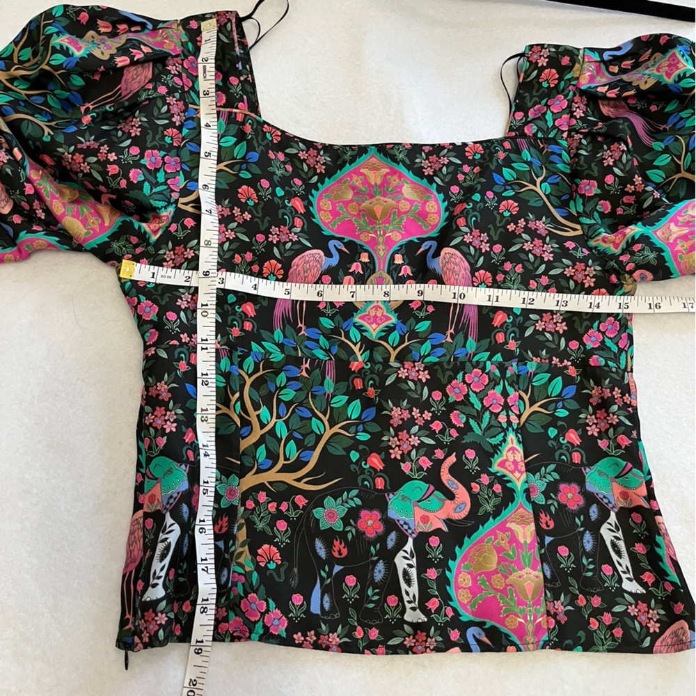 SANDRO PARIS IVEA BLACK PRINTED SILK TOP\ XS - Picture 11 of 13